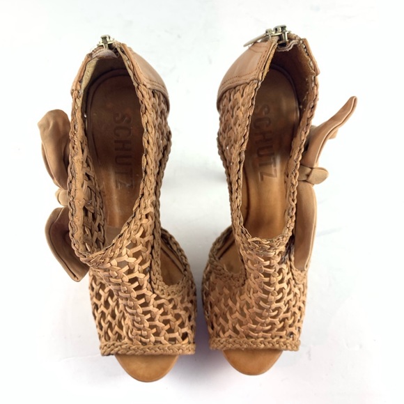 SCHUTZ Woven Open Toe Zip Back Stilettos Booties - Picture 5 of 8